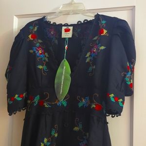 Farm Rio linen embroidery dress L